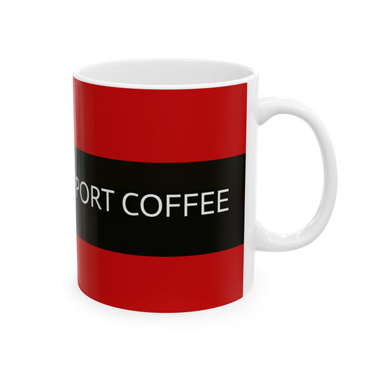 Ceramic Mug — Emotional Support Coffee (Red & Black)