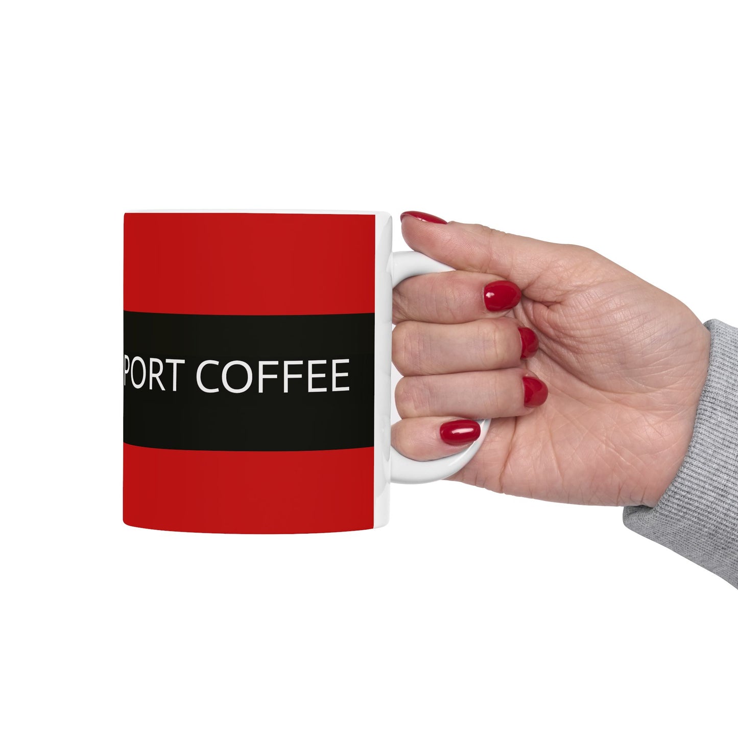Ceramic Mug — Emotional Support Coffee (Red & Black)