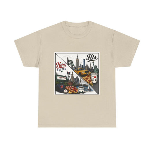 His & Hers City Split T-Shirt — 'Yes, I still love her' Back Print