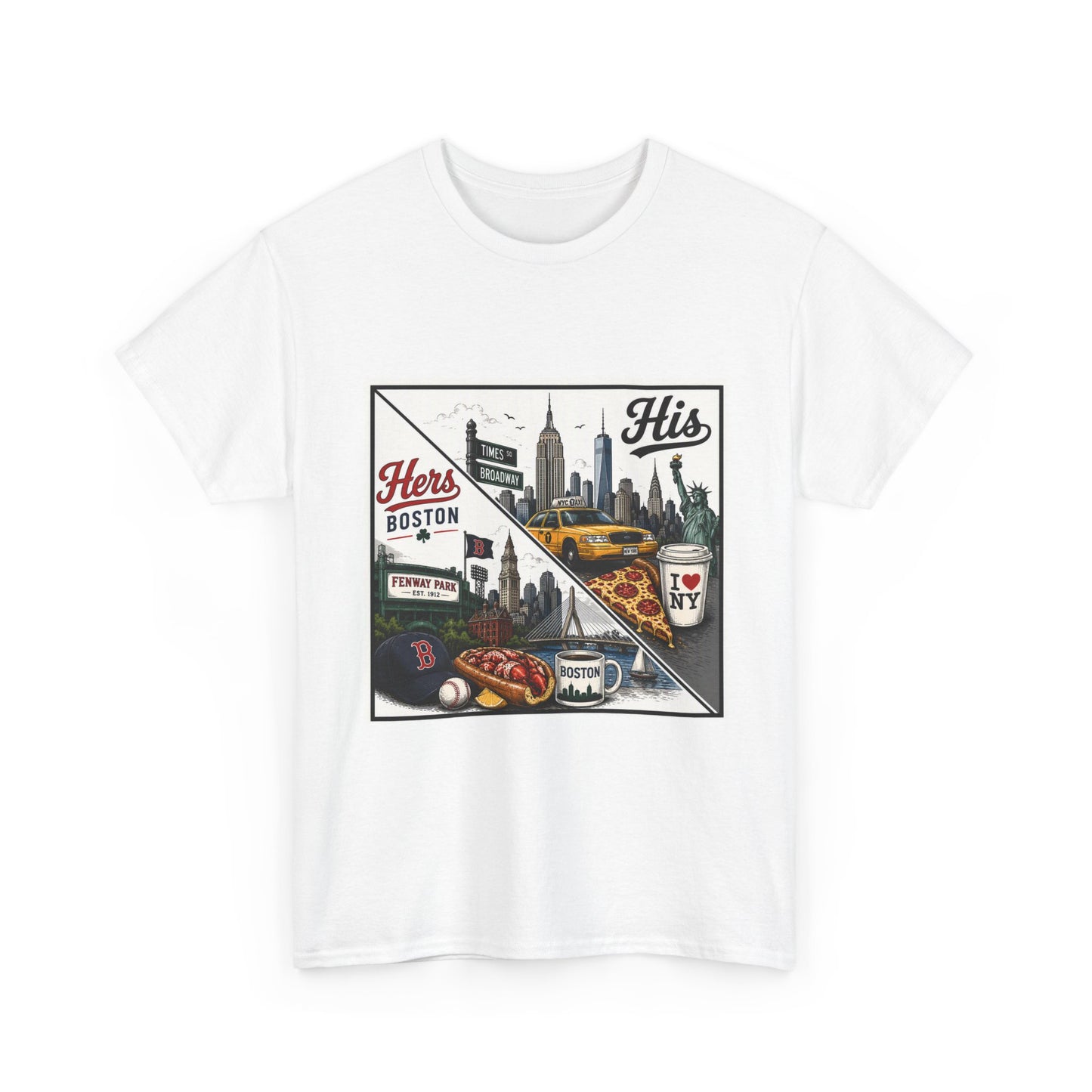 His & Hers City Split T-Shirt — 'Yes, I still love her' Back Print
