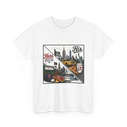 His & Hers City Split T-Shirt — 'Yes, I still love her' Back Print