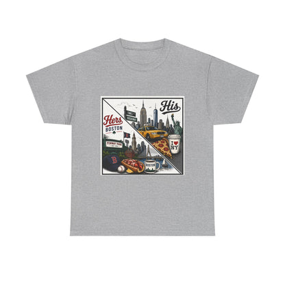 His & Hers City Split T-Shirt — 'Yes, I still love her' Back Print