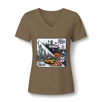 His & Hers New York V-Neck Tee — “Yes, I Still Love Him” Back Print
