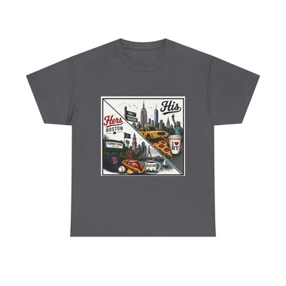 His & Hers City Split T-Shirt — 'Yes, I still love her' Back Print