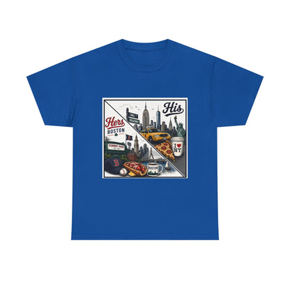 His & Hers City Split T-Shirt — 'Yes, I still love her' Back Print