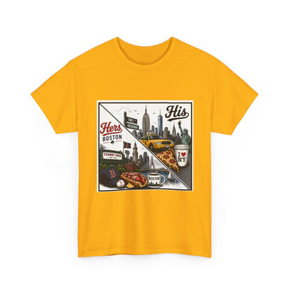 His & Hers City Split T-Shirt — 'Yes, I still love her' Back Print
