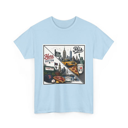 His & Hers City Split T-Shirt — 'Yes, I still love her' Back Print