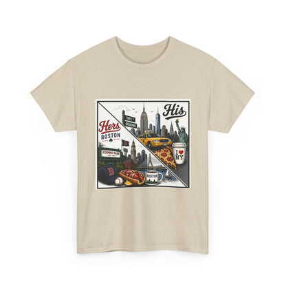 His & Hers City Split T-Shirt — 'Yes, I still love her' Back Print