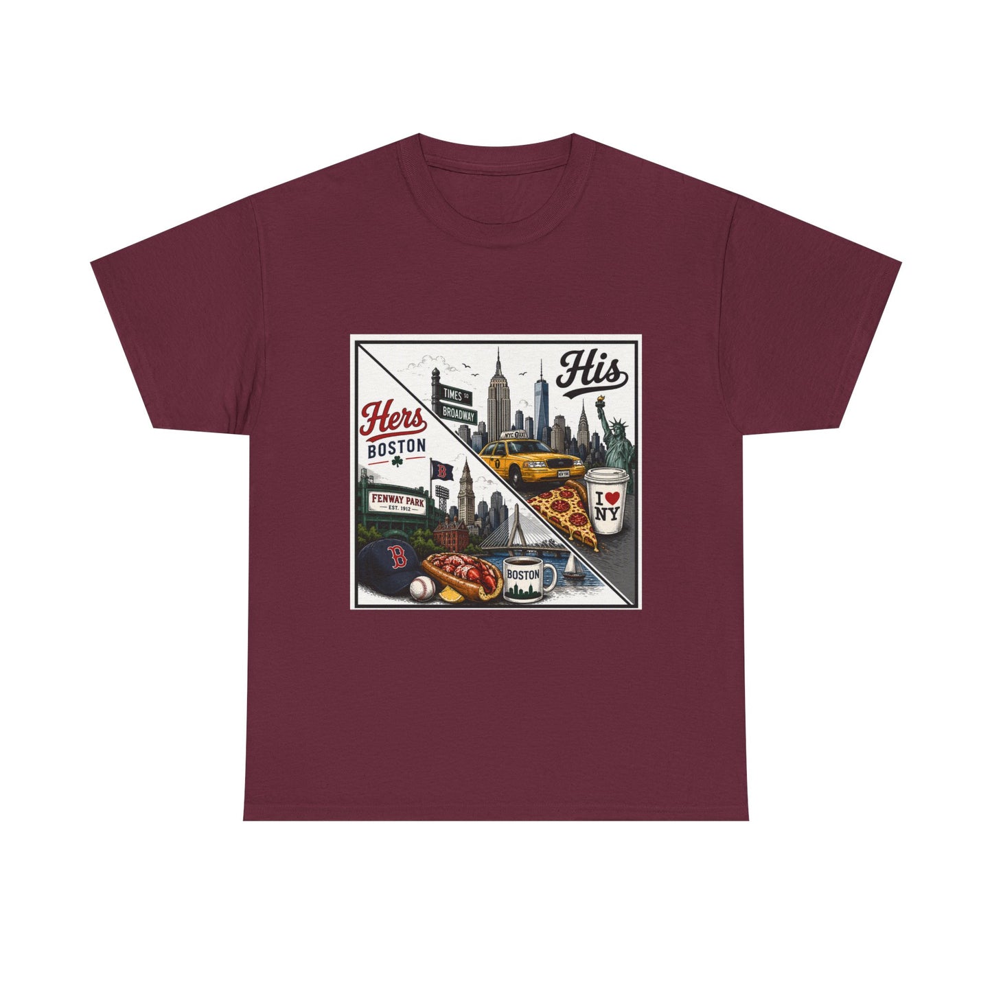 His & Hers City Split T-Shirt — 'Yes, I still love her' Back Print