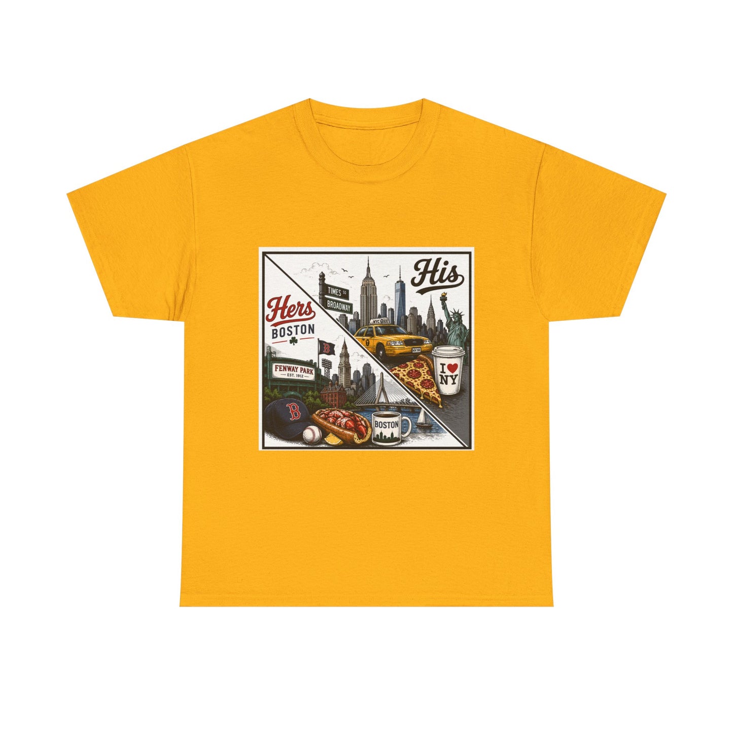 His & Hers City Split T-Shirt — 'Yes, I still love her' Back Print