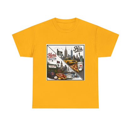 His & Hers City Split T-Shirt — 'Yes, I still love her' Back Print