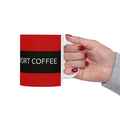Ceramic Mug — Emotional Support Coffee (Red & Black)
