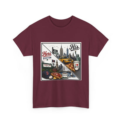 His & Hers City Split T-Shirt — 'Yes, I still love her' Back Print