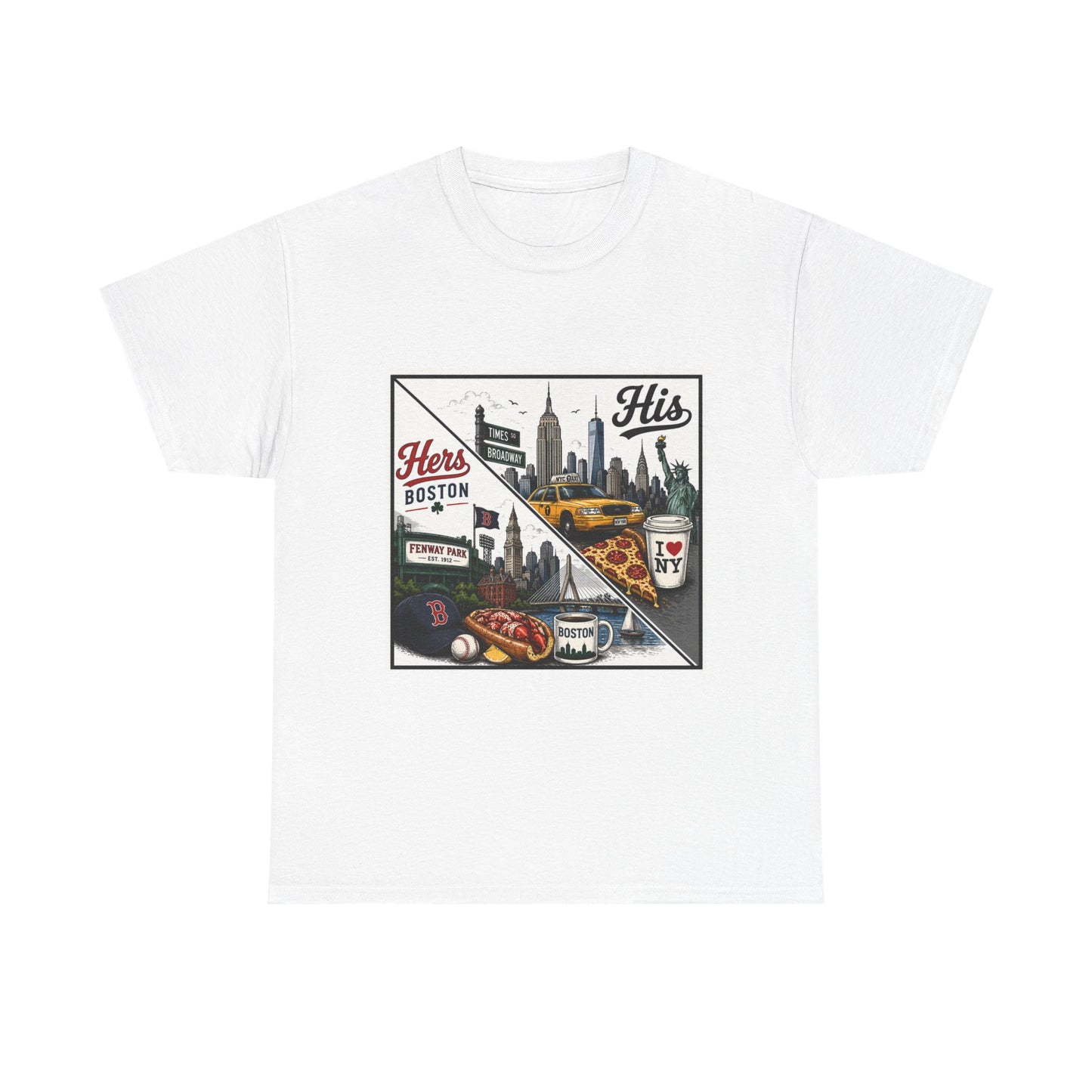 His & Hers City Split T-Shirt — 'Yes, I still love her' Back Print