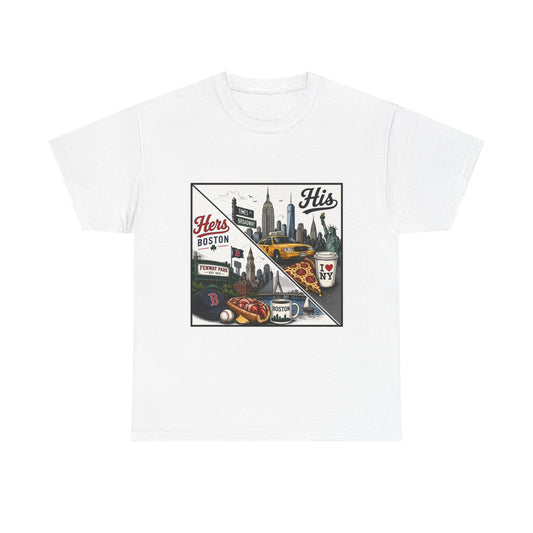 His & Hers City Split T-Shirt — 'Yes, I still love her' Back Print